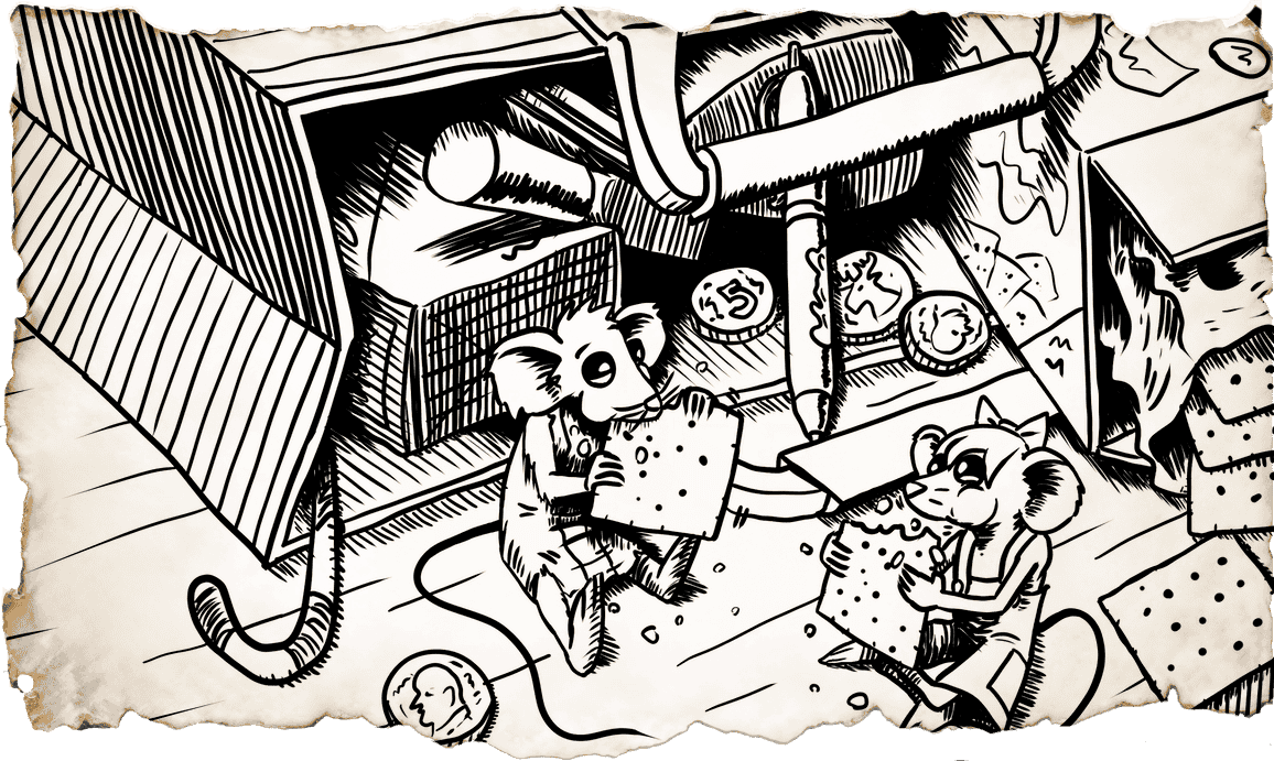Close up of one of Mikey Arnott's illustration from the book The Amazing Adventures of Sisi the Mouse, written by Ania Bogacka and illustrated by Mikey Arnott