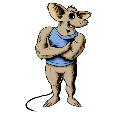 Colorized drawing of Cousin Henry, one of the characters from the book The Amazing Adventures of Sisi the Mouse, written by Ania Bogacka and illustrated by Mikey Arnott. Sisi is seen clapping her paws