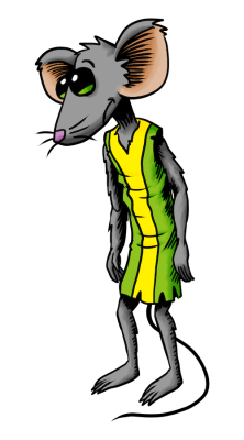 Colorized drawing of Richard, one of the characters from the book The Amazing Adventures of Sisi the Mouse, written by Ania Bogacka and illustrated by Mikey Arnott. Sisi is seen clapping her paws