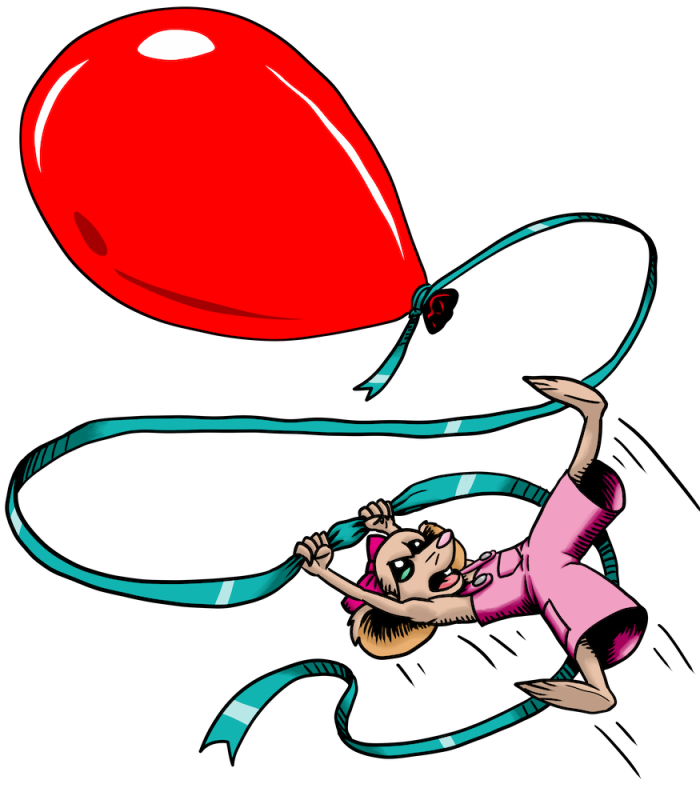 A colored drawing of Sisi the Mouse holding onto a baloon ribbon, an intro drawing from the third part of the book, The Amazing Adventures of Sisi the Mouse, written by Ania Bogacka and illustrated by Mikey Arnott